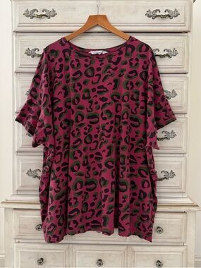 Leopard Cotton Plus Size Top